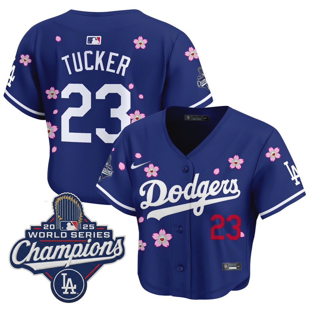 Women's Dodgers 2025 World Series Champions x Tokyo Series Crop Top Baseball Jersey - All Stitched