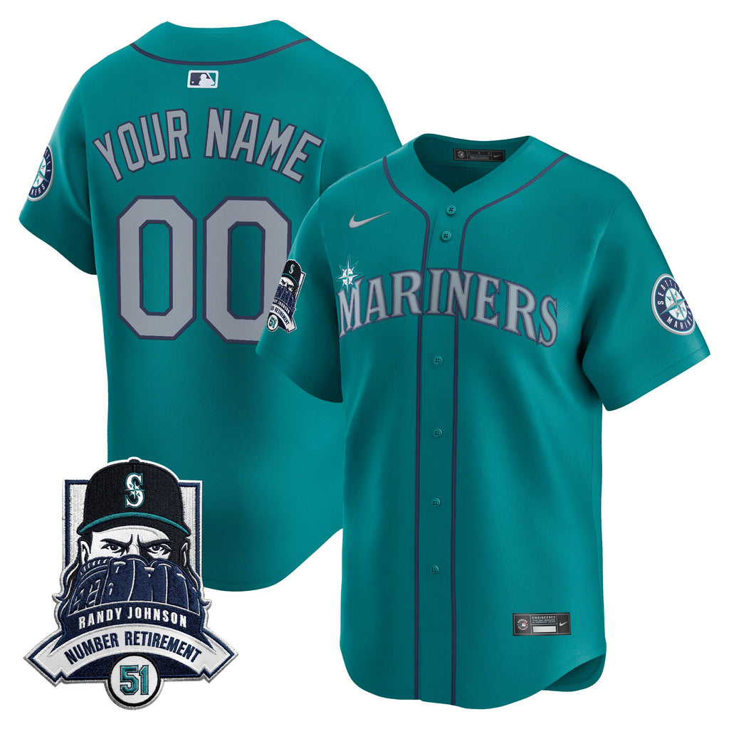 Seattle Mariners Hall-of-Famer Randy Johnson Patch Vapor Premier Limited Custom Jersey - All Stitched