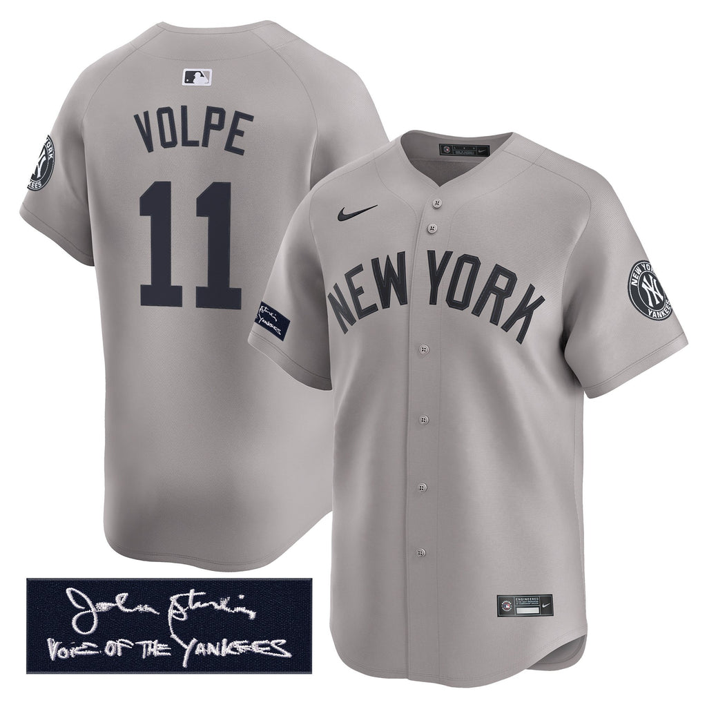 Men's Yankees John Sterling "The Voice of the Yankees" Tribute Patch Vapor Premier Limited Jersey - All Stitched