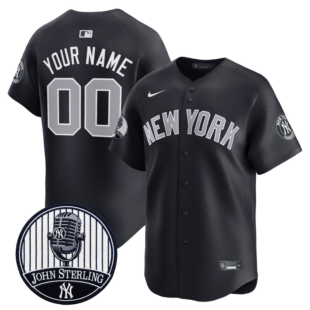 Yankees John Sterling "The Voice of the Yankees" Tribute Patch Vapor Premier Limited Custom Jersey V2 - All Stitched