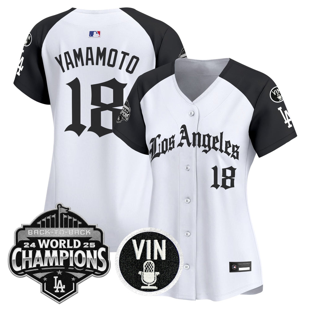 Women's Dodgers 2025 Back-To-Back Champions Vapor Premier Limited Jersey - LA Gothic Edition - All Stitched