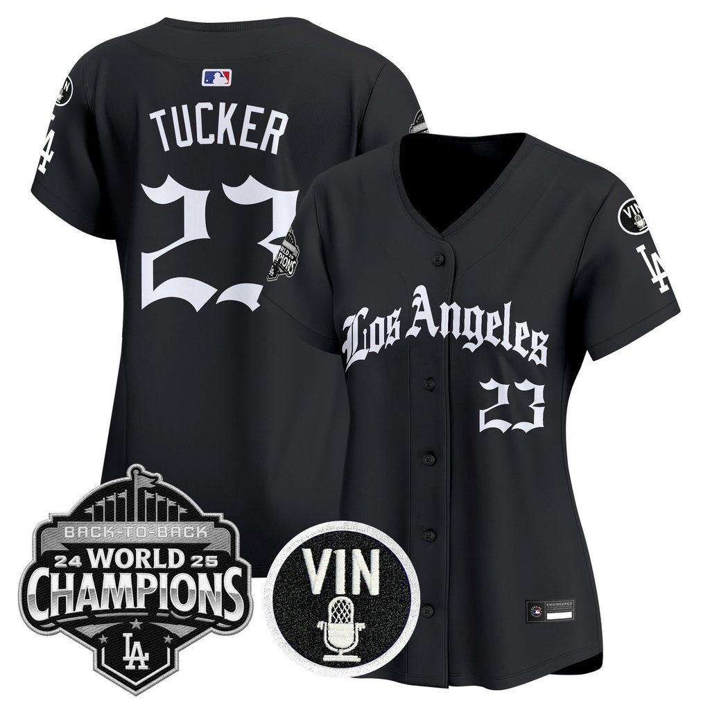 Women's Dodgers 2025 Back-To-Back Champions Vapor Premier Limited Jersey - LA Gothic Edition - All Stitched