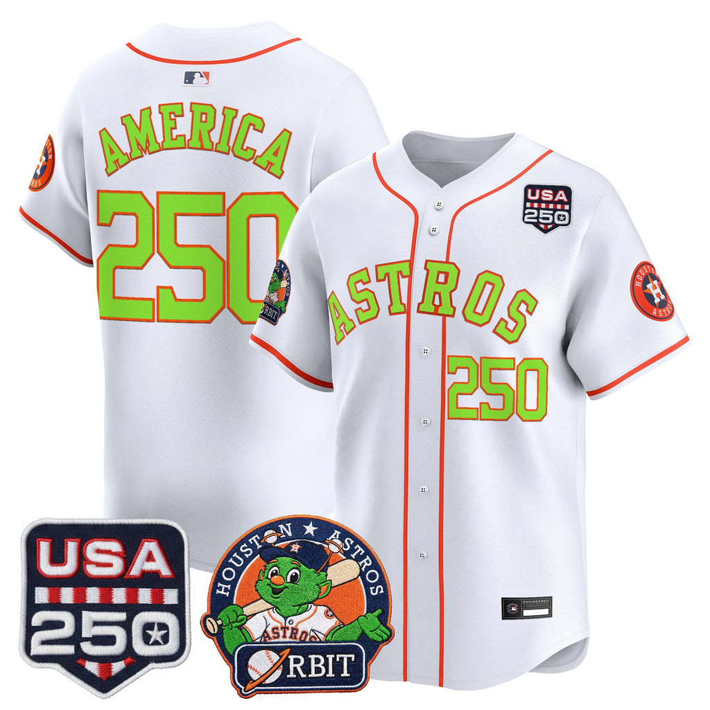 Men's Astros Orbit & 250 America Patch Vapor Premier Limited Jersey - All Stitched