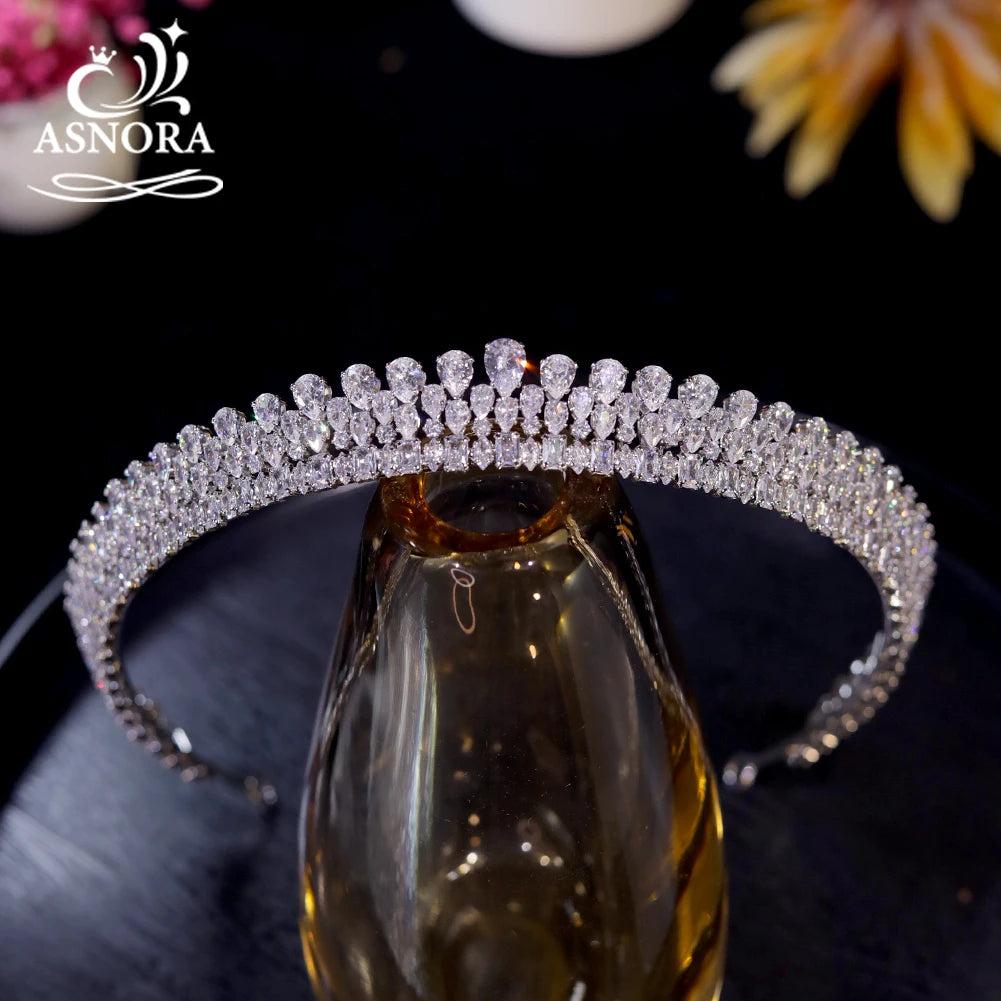 Trendy Charm Popular Crystal Full Zircon Girls Headband Princess Birthday Tiara Party Wedding Hair Accessory Women CZ Jewelry