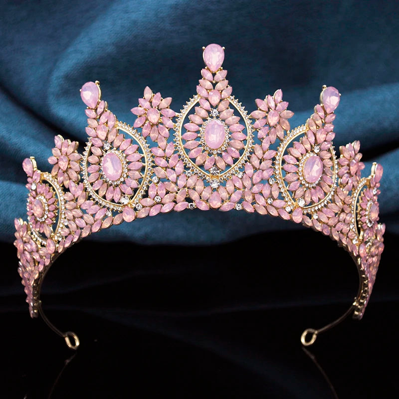 11 Colors Rhinestone Crystal Diadem Crown 8 CM Height Tiaras for Queen Prom Pageant Bridal Wedding Hair Jewelry Accessories